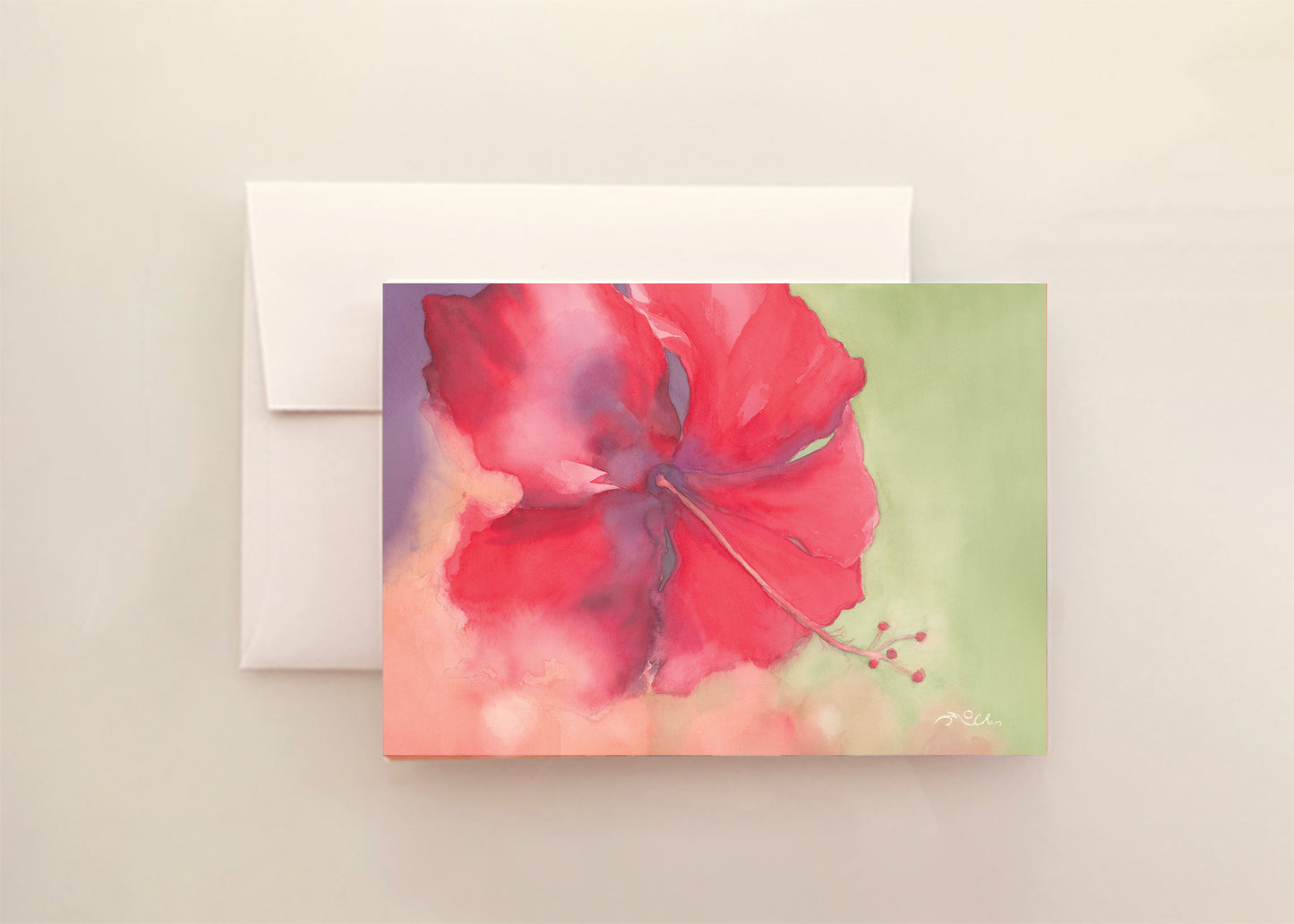 Green Hibiscus Greeting Card